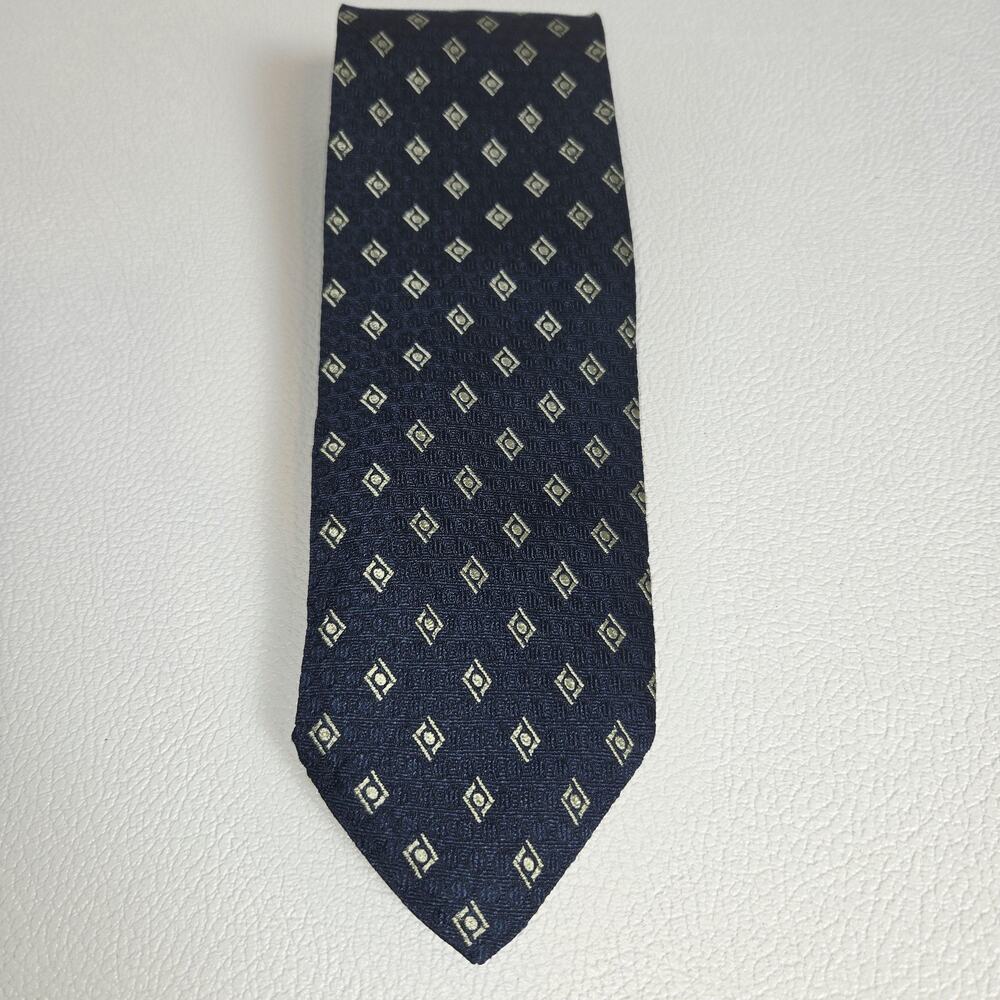 Massimo Bizzocchi Tie Mens One Size Blue Silk Geometric Jacquard Designer